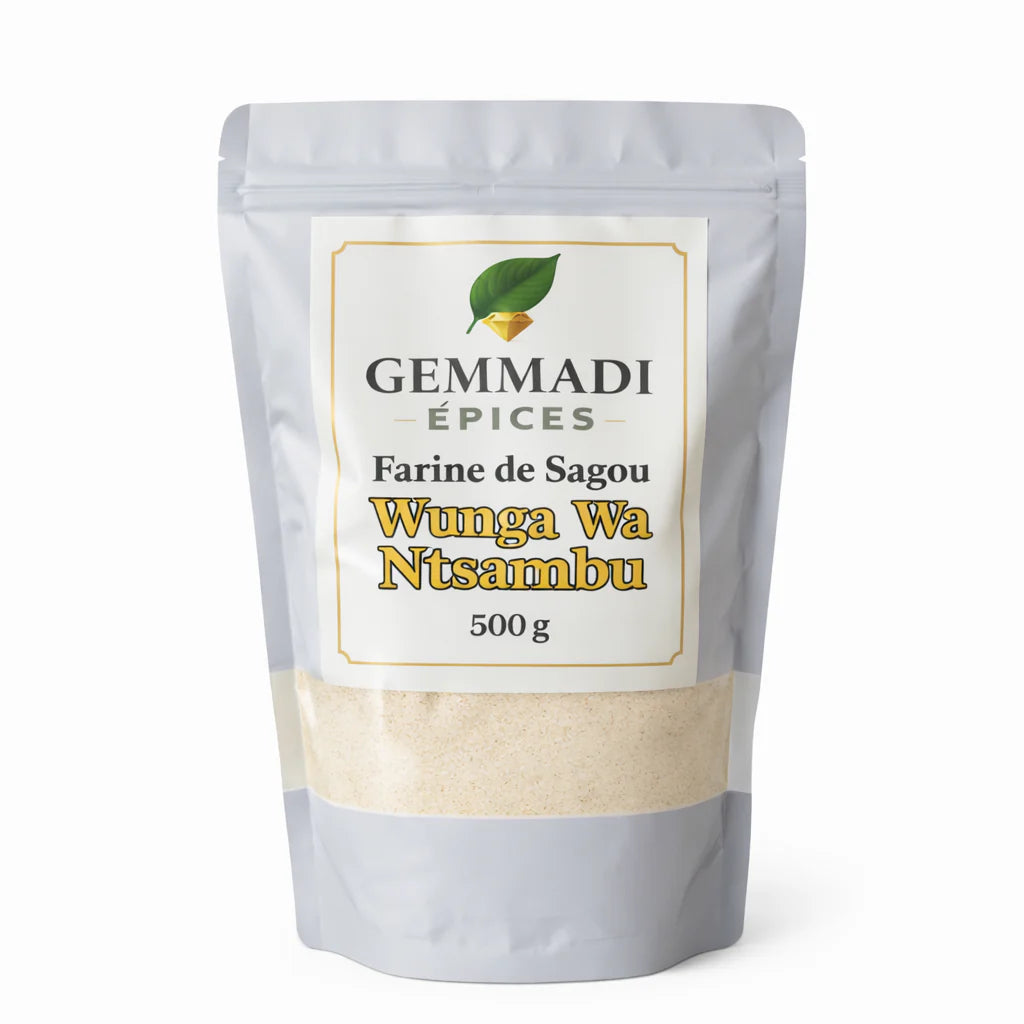Sachet Gemmadi Épices de farine de sagou des Comores Wunga wa Ntsambu, 500 g.